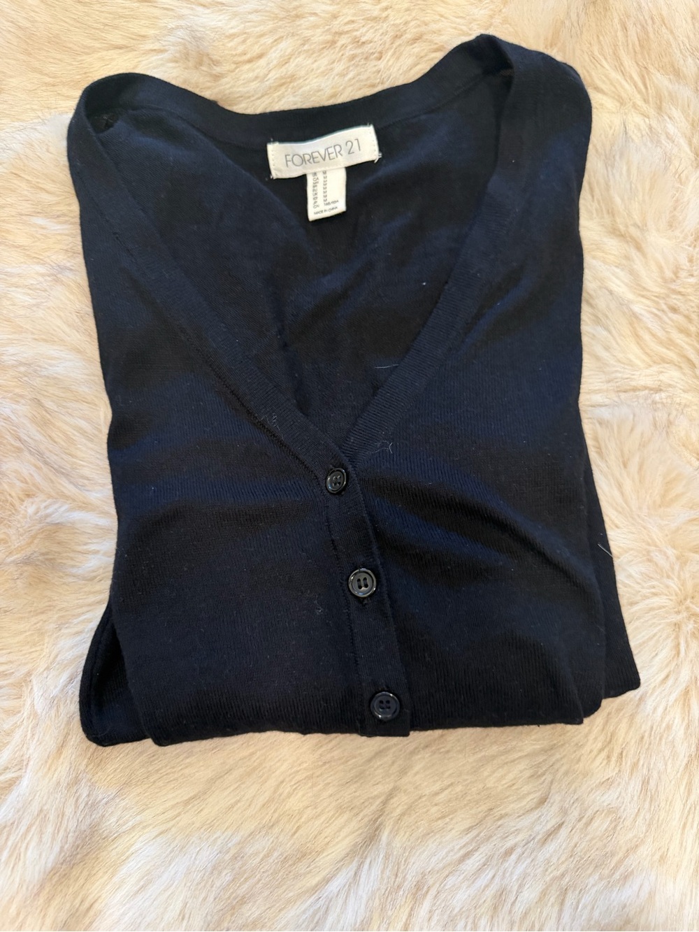 Forever 21 Black Button-Front V-Neck Cardigan